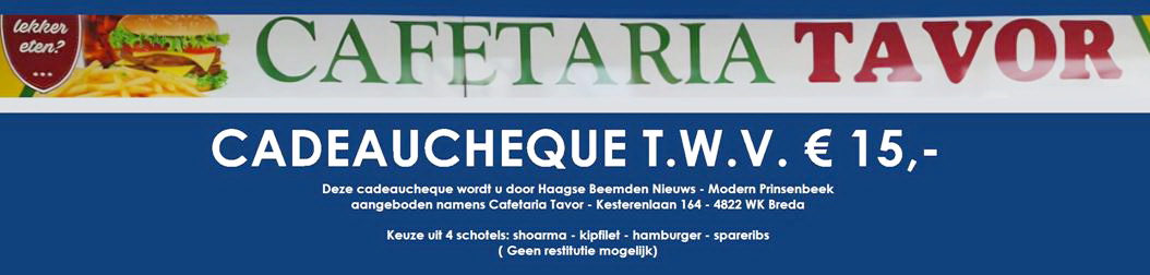 Cadeaucheque Cafetaria Tavor winkelcentrum Berg